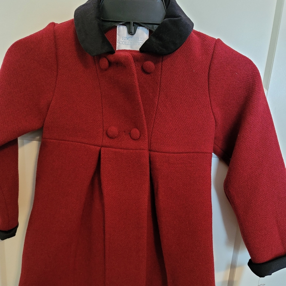 Girls Red and Black Dress Coat